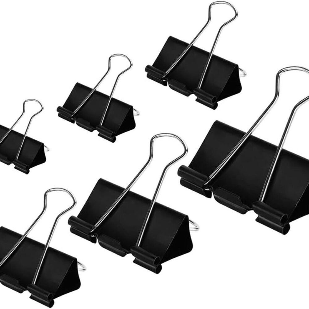 Binder Clips Paper Clamps Assorted Sizes 100 Count Black, X Large, Large, Medium